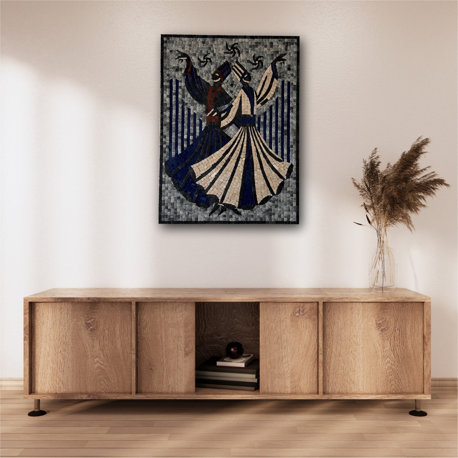Mystic Whirl – Premium Stone Mosaic Sufi Wall Art for Antique Home Decor